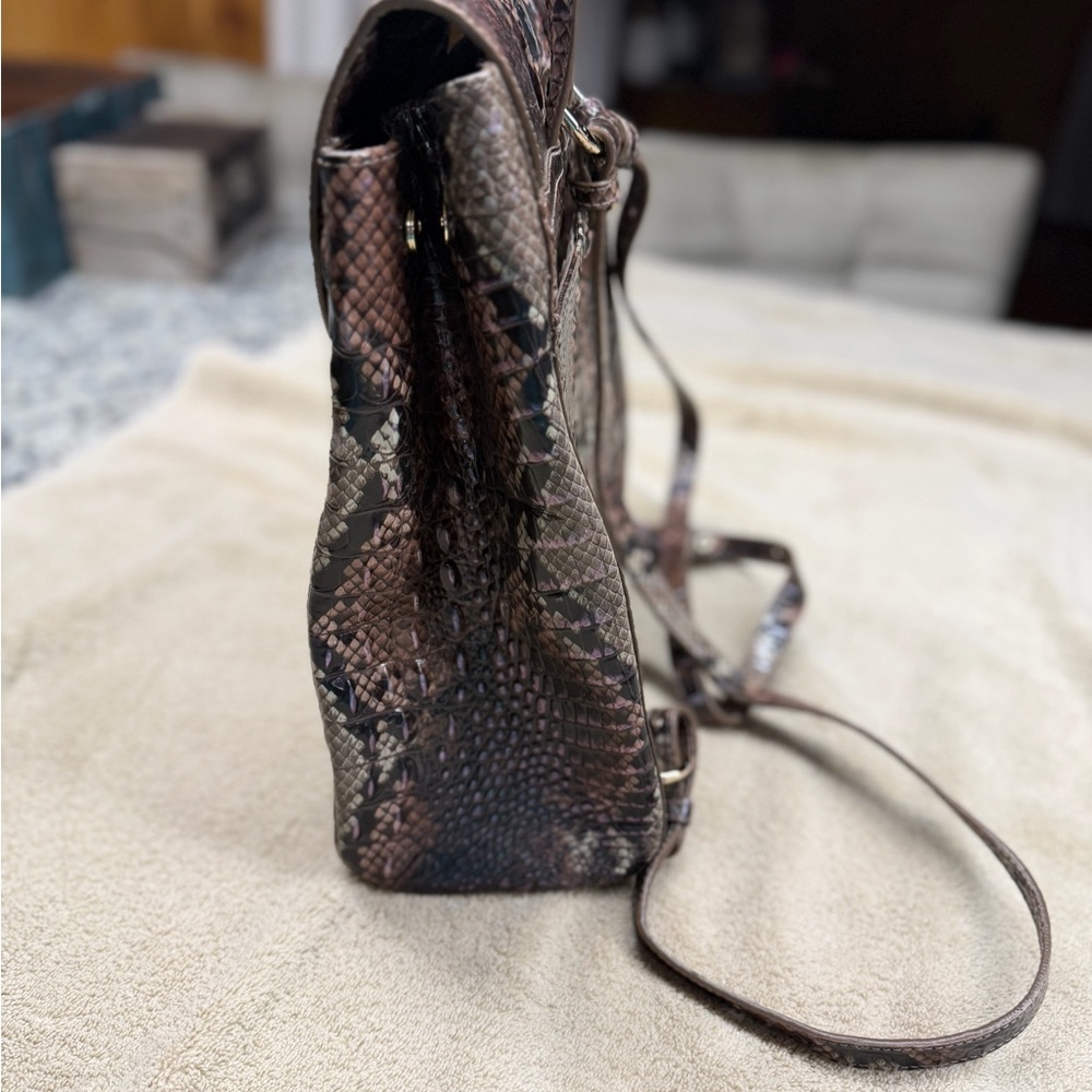 Brahmin Python-Embossed Crossbody in Brown and Bl… - image 2